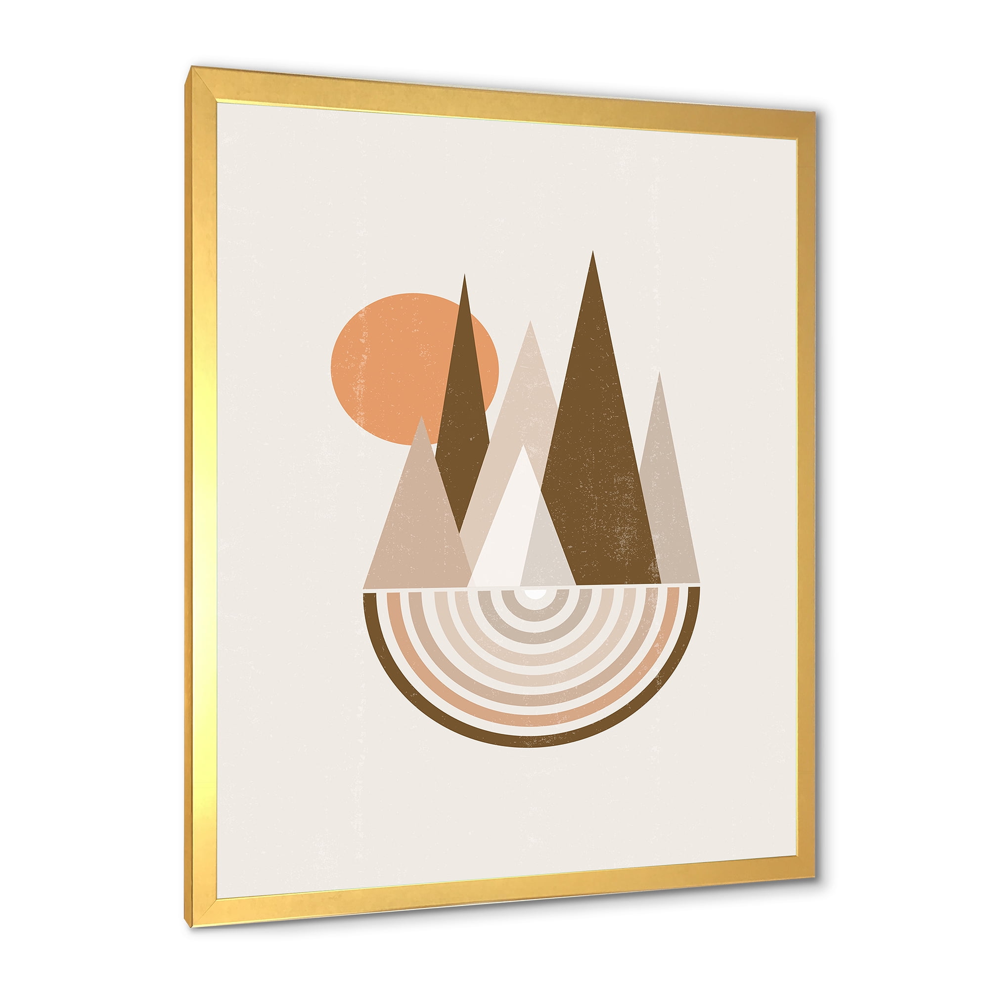 Designart 'Minimalistic Red Full moon Landscape With Mountain' Modern Framed Art Print