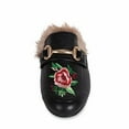 thumbnail image 2 of Wanted SHOES "Roseanne" Slip-on Fur Lined Loafer with Rose Embroidery BLACK SZ 6, 2 of 4