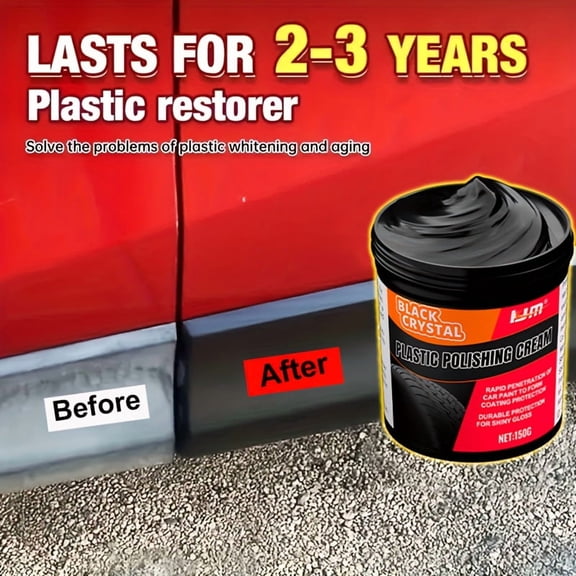 All-in-One 150g Plastic & Rubber Repair Paste - 2-in-1 Scratch Remover, Gloss Restorer for Car Tires, Motorcycle, Boat, Furniture - Black/Color Safe with Applicator