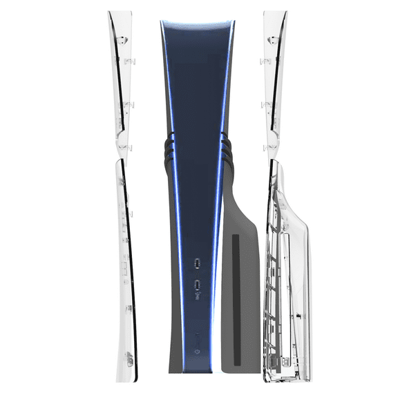 Transparent Cover for PS5 Pro, Replacement Shell Game Console Accessories, Hard Shockproof ABS Shell Side Panel-Transparent-Disc Edition