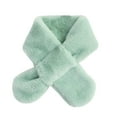 thumbnail image 2 of Naierhg Winter Scarf Solid Color Wide Korean Style Kids Scarf Autumn Winter Double-sided Imitation Rabbit Fur Cross Collar Scarf Mint Green, 2 of 8