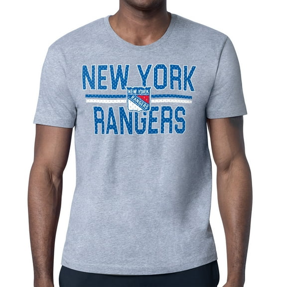 Men's Starter Heather Gray New York Rangers Mesh Look Team Name T-Shirt