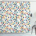 thumbnail image 1 of Geometric Shower Curtain, Colorful Simplistic Triangles Contour Forms Randomly Aligned Off White Background, Fabric Bathroom Set with Hooks, 69W X 75L Inches Long, Multicolor, by Ambesonne, 1 of 3