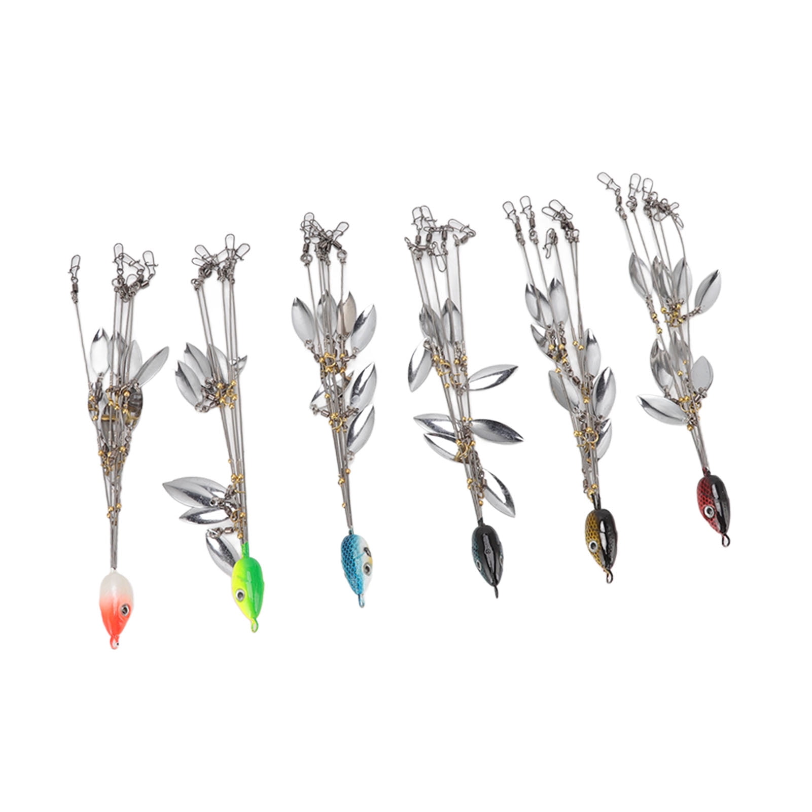 Riousery 6 Pcs Umbrella Rigs with Sequin Fishing Lures, 5 Arms 8 Blades Bass Bait Rig Set for Freshwater & Saltwater Fishing (8.27 inches / 21 cm)