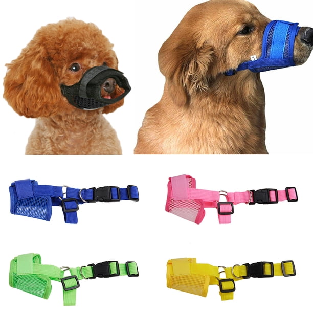 DGROEE Polyester Mesh Breathable Dog Mouth Cover, Quick Fit Dog Muzzle with Adjustable Straps