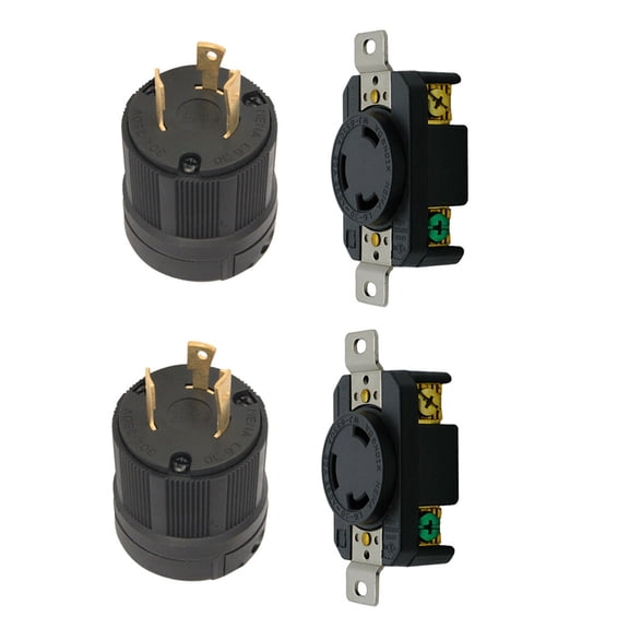 30A 250V Male Female Twist Lock 3 Wire Plug Nema L6-30P L6-30R 2 Pairs