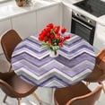thumbnail image 2 of Northern Europe Round Fitted Table Cover Purple Geometric Wave Stripes Waterproof Table Cloth with Elastic Edge Wipeable Tablecloth for Picnic Camping Party Fits 55"-60" Diameter, 2 of 8