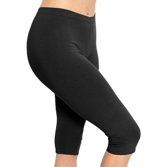 LoTiSee Women High Waist Knee Length Stretch Capri Leggings, Premium Cotton Skin-friendly Comfortable Casual Cropped Long Tights For Daily Sports