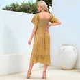 thumbnail image 4 of Women'S Chiffon Floral Dresses Casual Summer Boho Flutter Sleeve Flowy Western Dress MY112 Yellow L, 4 of 5