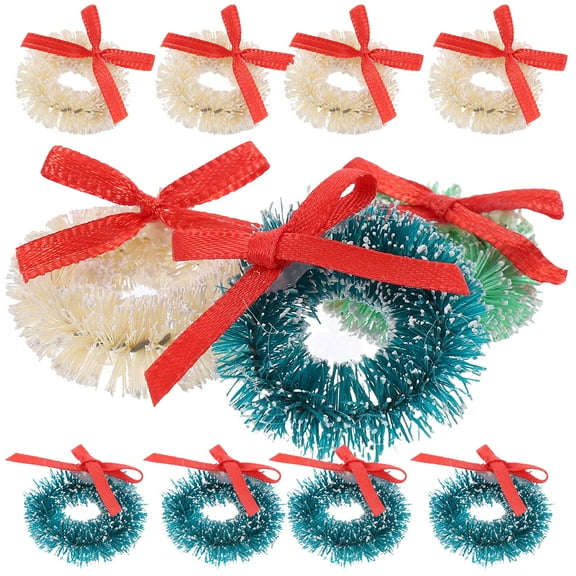 UPOUART 15pcs Mini Wreaths for Crafts Wreath Decoration Blue-green Ribbon