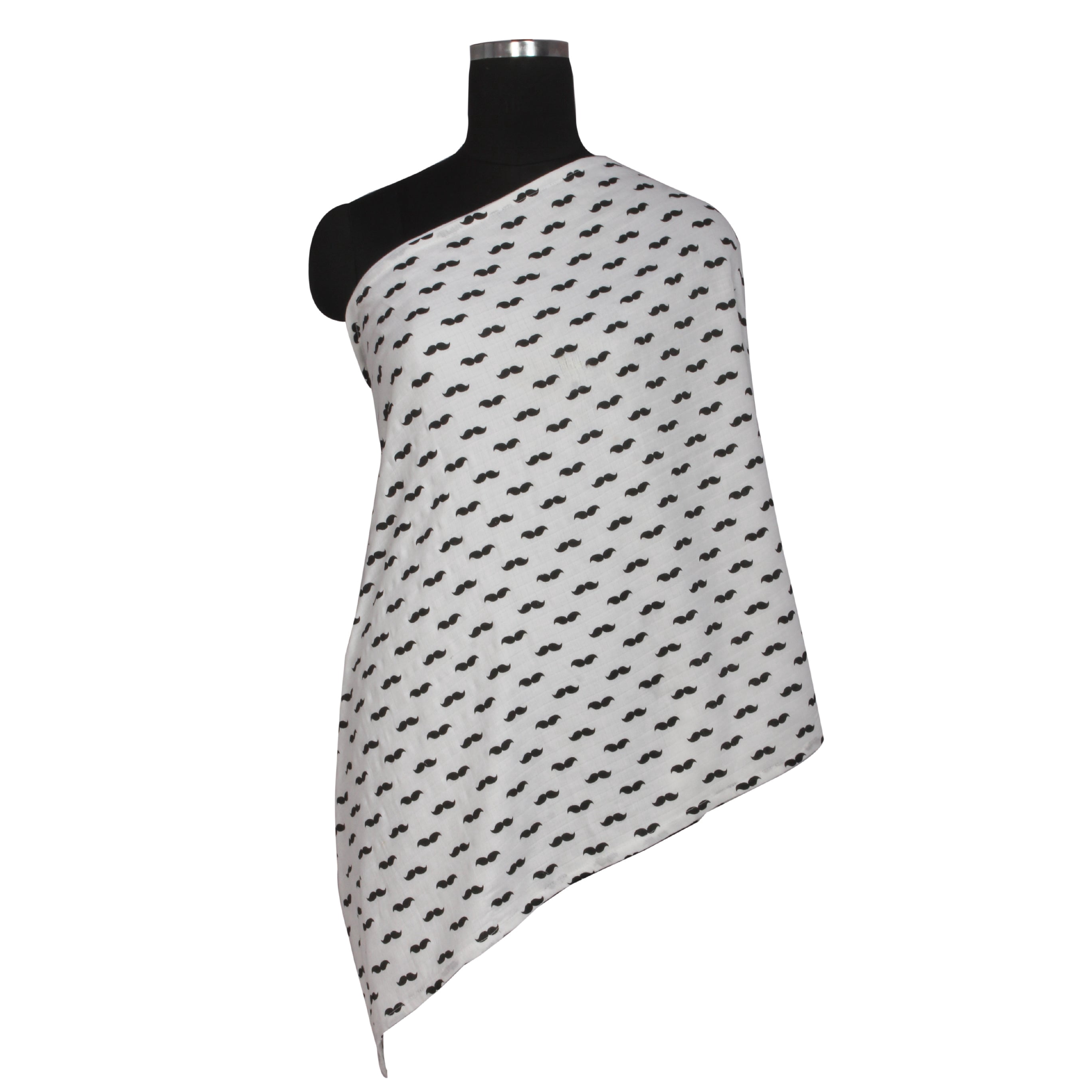 Mustache Black Muslin Nursing Scarf
