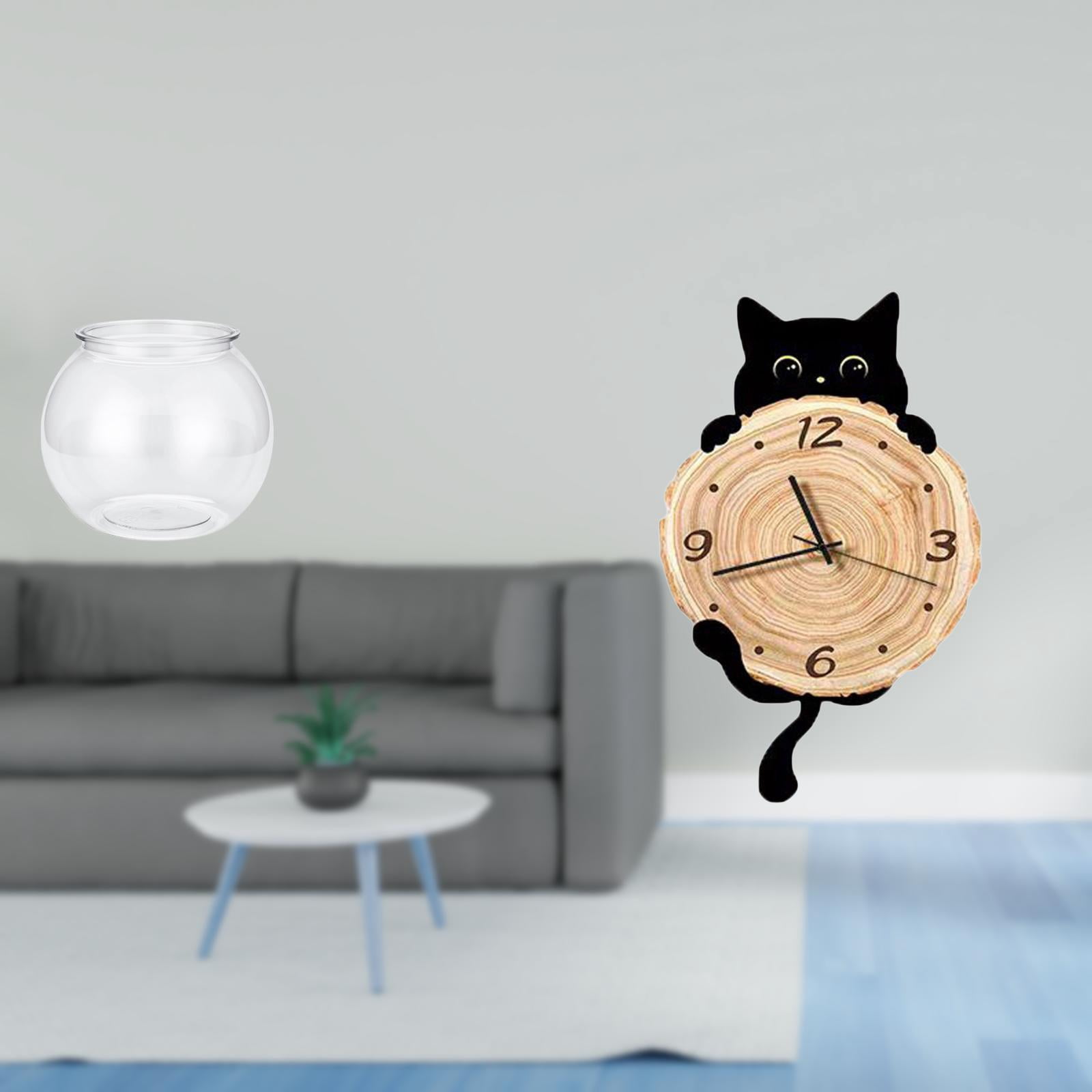 Fish Bowl Vase Desktop Aquarium Tank Wall Clock Unique Design Easy to Place in Office Living Room Bedroom for All Ages