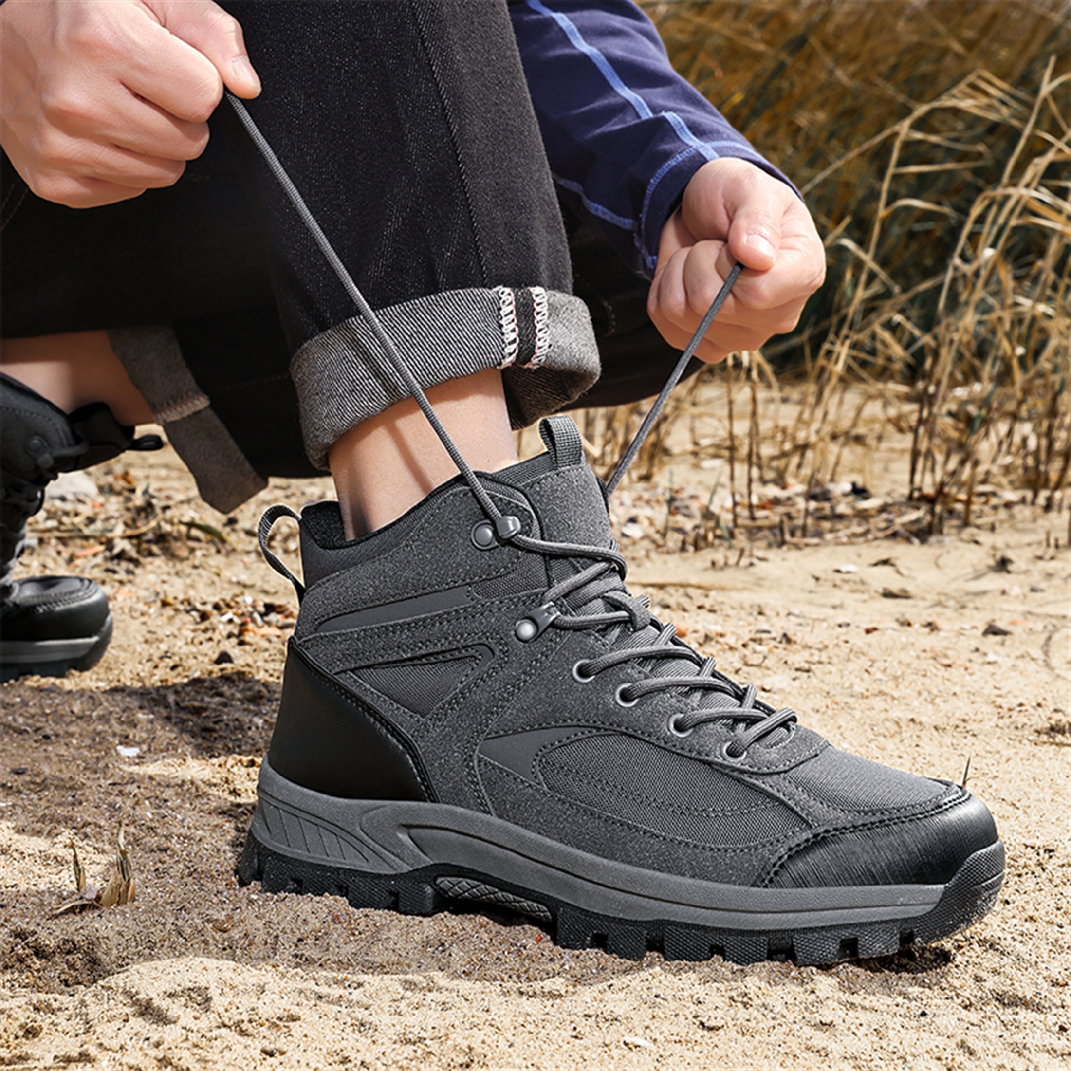 YOURDIARY Mens Hiking Boots Waterproof Non-Slip Outdoor Trekking Shoes Lightweight Durable Trail Camping Mountaineering Boots