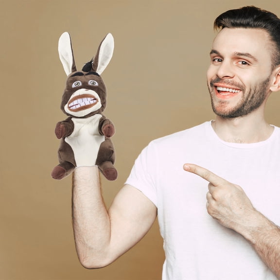 HONITANO 1Set Donkey Hand Puppet Plush Toy Light Brown 11.8x5.1x5.1in Interactive Play Storytelling Children