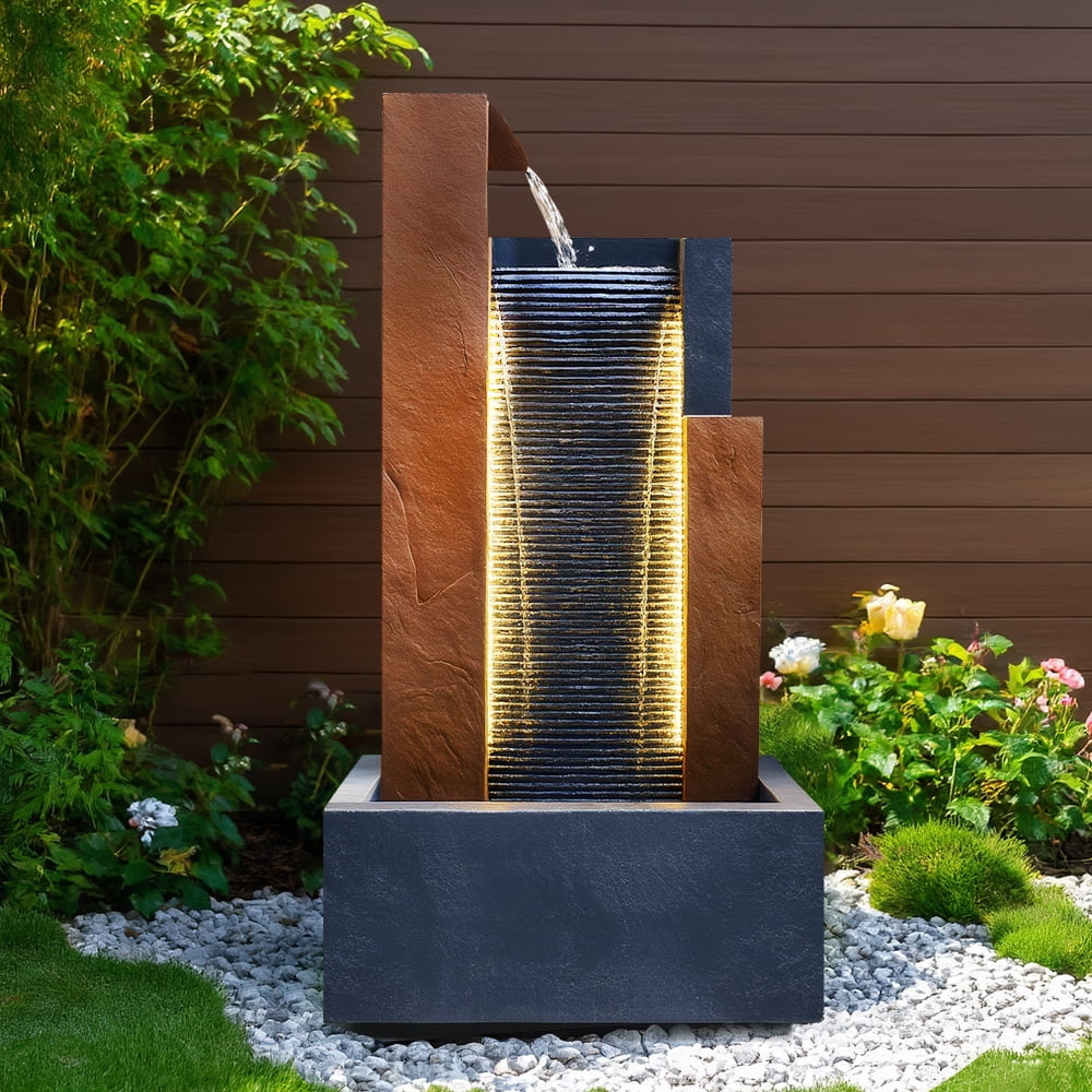 Smart Big-Sized Outdoor Waterfall Fountain - Outdoor Garden Water Feature with Zen Water Falls for Outside Garden & Home/Office Use (Classic A)