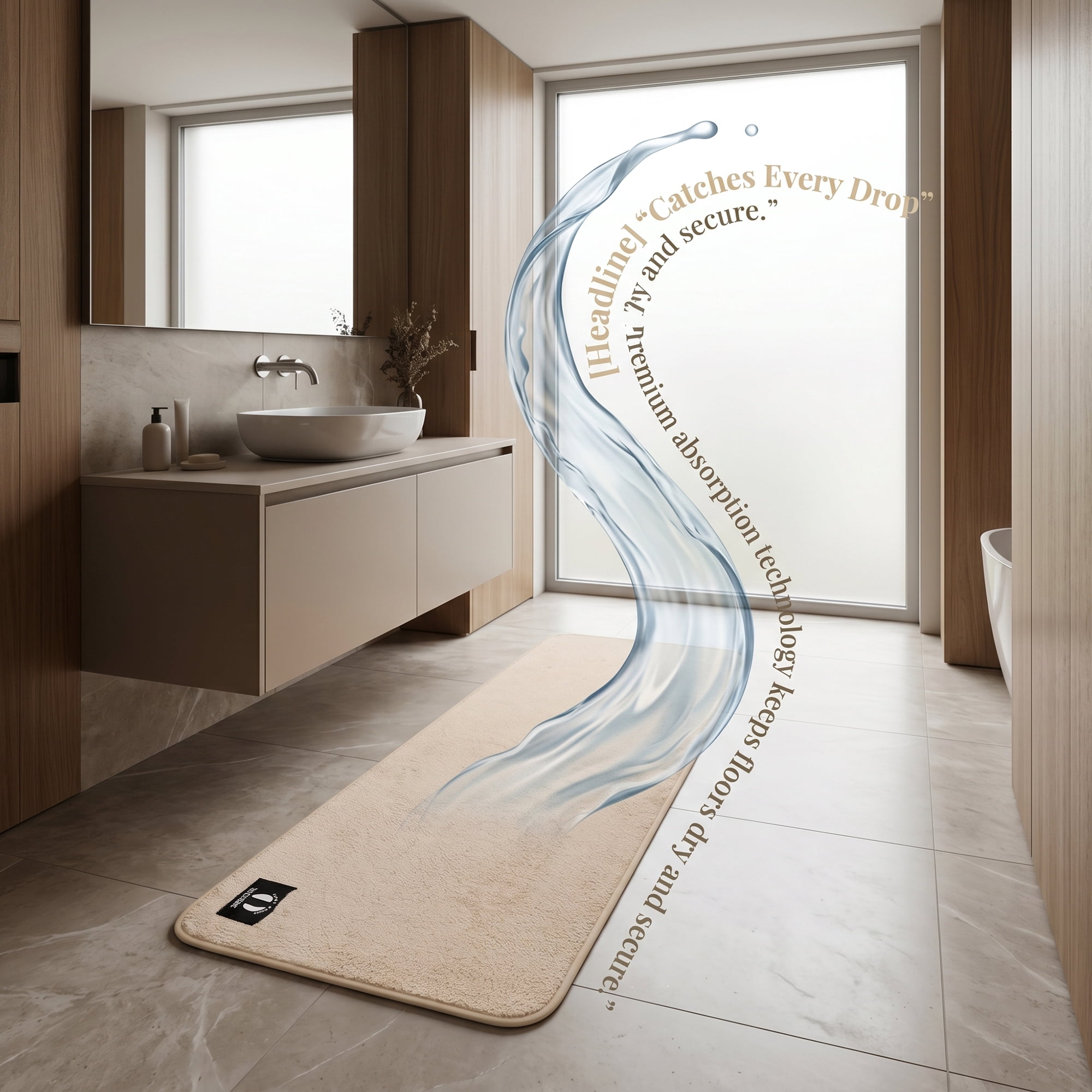 Unique Bargains Non Slip Absorbent Solid Color Polyester Runner Mat Beige 47" x 20"