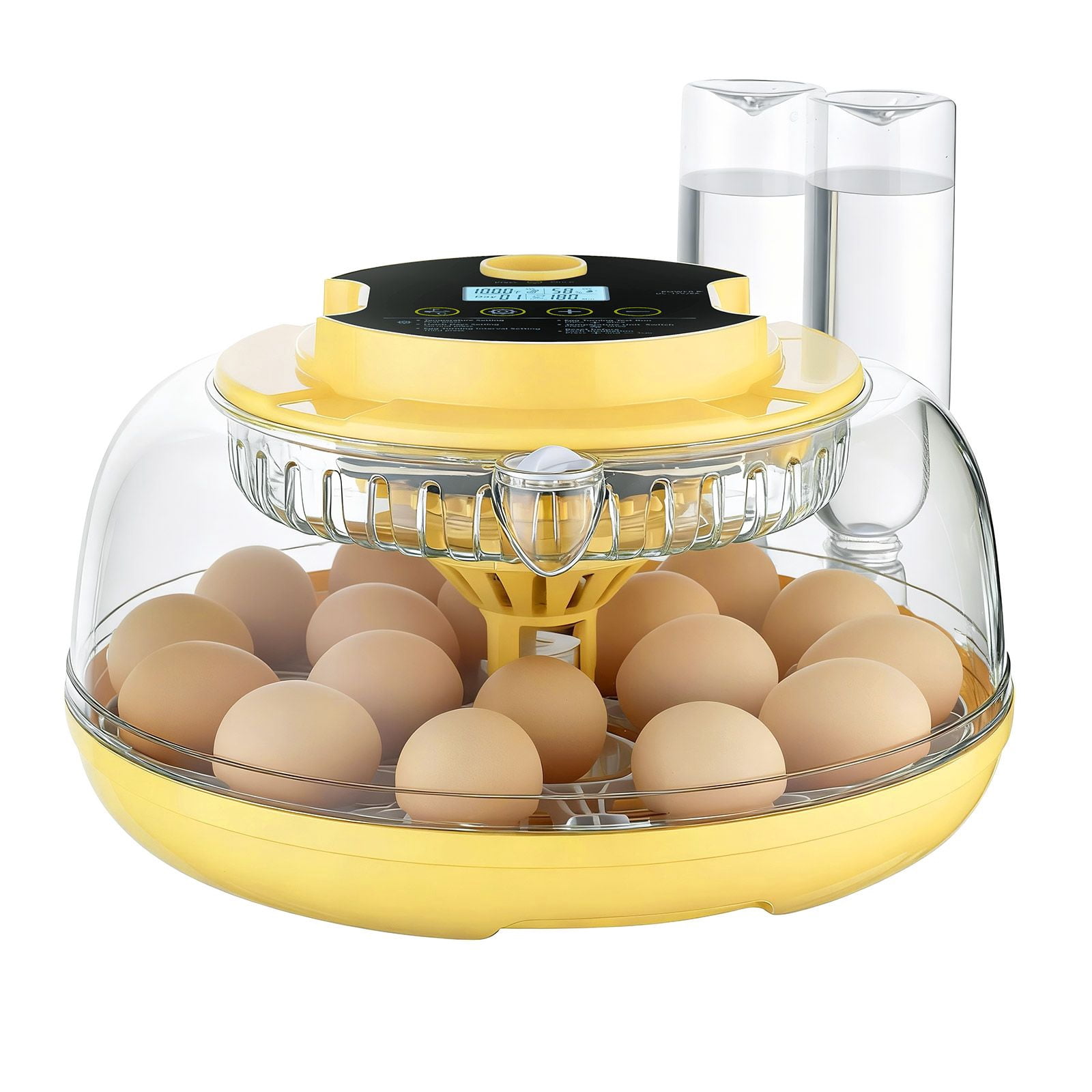 18 Egg Incubator, Automatic Egg Turner with LED Candler, Temperature & Humidity Control, 360° View Clear Window, Auto Water Refill, for Hatching Chicks, Ducks, Goose & Quail