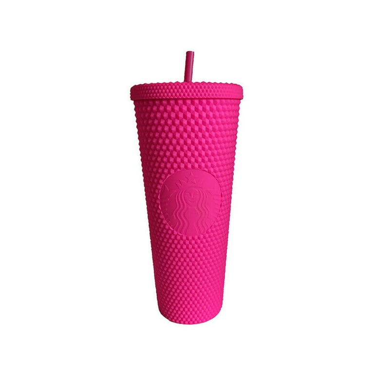 Hearts 16oz Tumbler With Straw Hot Pink Neon Custom Cup 