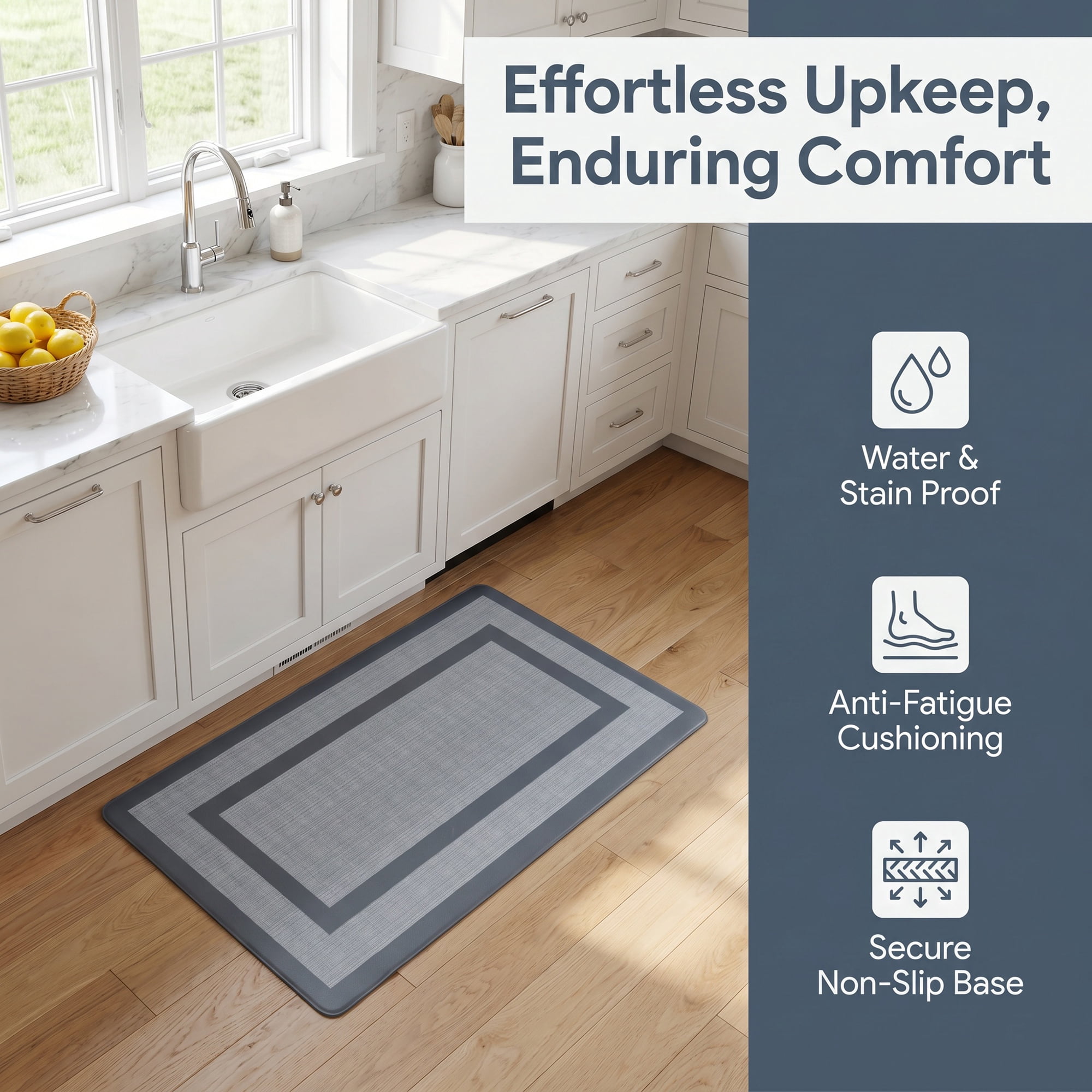 Unique Bargains Geometric Anti Waterproof Oil Resistant Non Slip Floor Rug Grey 30" x 18"