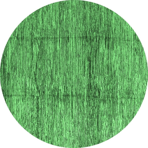 Ahgly Company Indoor Round Abstract Emerald Green Modern Area Rugs, 7' Round