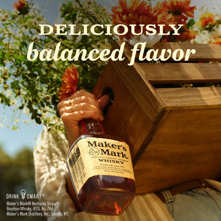 Maker's Mark, Straight Bourbon Whisky, 750 ml, 45% ABV - Walmart.com