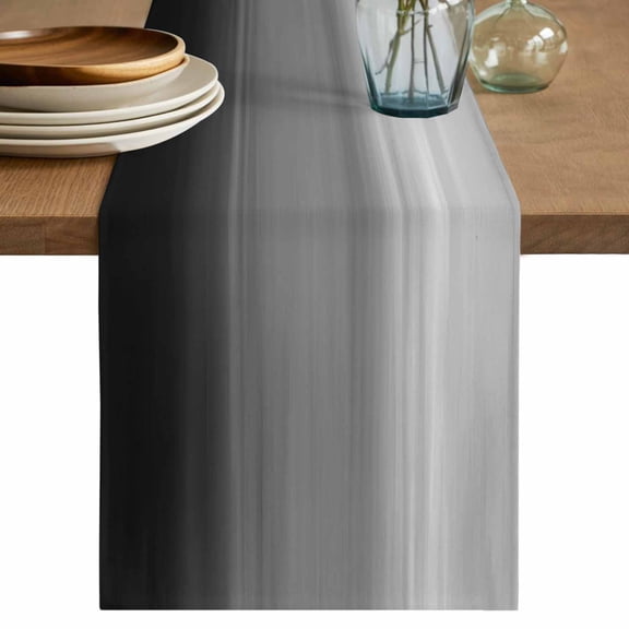 Black Grey Ombre Cotton Linen Table Runner for Dining Kitchen, Modern Abstract Art Texture Wedding Outdoor Party Tablerunners Decoration, Dresser Scarf Coffee Tablecloth Runners 13x72 Inches