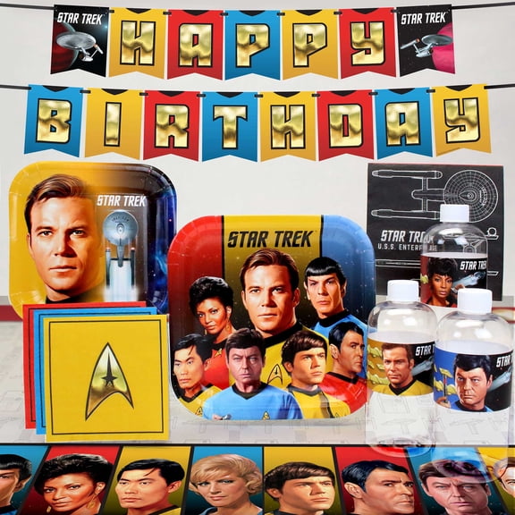 Prime Party Star Trek Classic Series Party Supplies Kit, Plates Napkins Decorations, 24 Guests