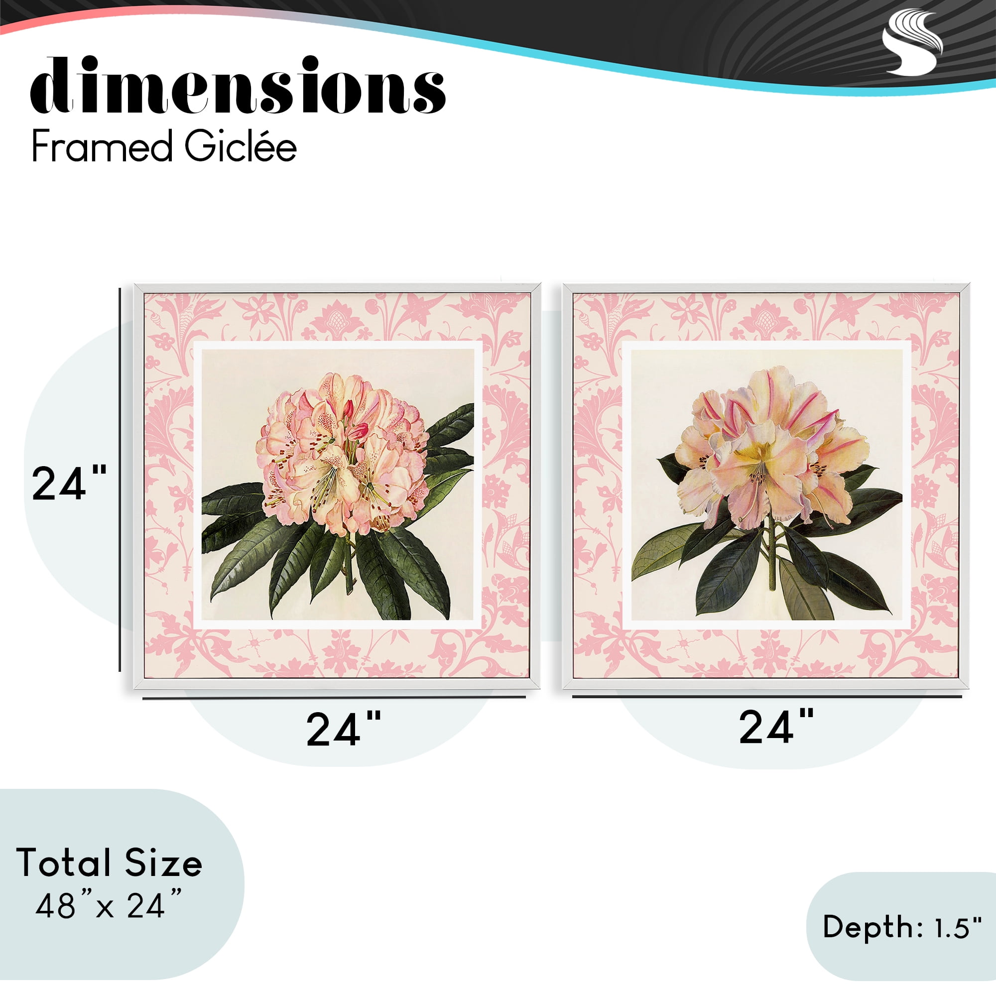 Stupell Industries Pink Vintage Pattern Botanicals 2 Piece White Framed Giclee Art Set, design by Livi Finn