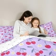 thumbnail image 5 of jejeloiu Rustic Flower Floral Queen Comforter Set,Kawaii Cherry Bedding Sets,Red Purple Lightyellow Bedding Comforter Set For Teens Girl,Breathable Home Decor Reversible,3-Piece, 5 of 8