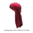 thumbnail image 3 of Baohd Velour Headwraps Assorted Colors Long Tail Pirate Hat Windproof Single Layer Attractive Elasticity Comfortable Hair Bonnet Wine Red, 3 of 3