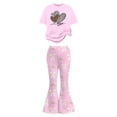 thumbnail image 3 of Tiijoy Valentine's Day Girls Outfits Short Sleeve T-Shirt with Flare Pants, Sizes 7-8, 3 of 4