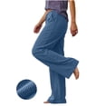 thumbnail image 4 of BXJX Womens Corduroy Pants, Drawstring Fall Winter Elastic Waist Casual Straight Leg Trousers with Pockets Navy Size M, 4 of 7