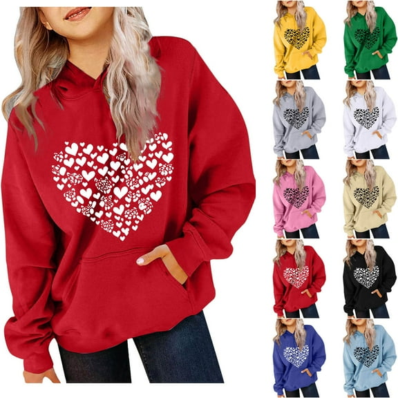 Riecok Hoodies for Boys Long Sleeve With Pockets Crewneck Fashion Hoodie Oversized Love Pattern Kids Warm Winter Hoodies Pullover Hooded Sweatshirt Black 3 T