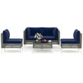 thumbnail image 1 of Gymax Set Of 5 Outdoor Furniture Set w/ Seat & Back Cushions Tempered Glass Coffee Table, 1 of 7