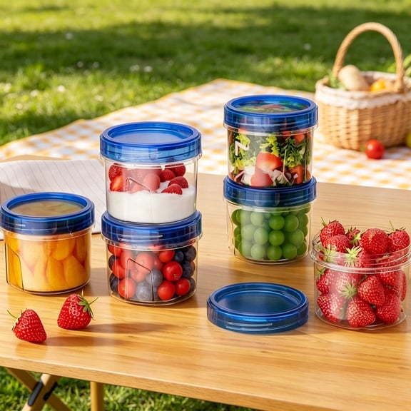 6 Pack-16 OZ Freezer Storage Containers, Small Containers with Twist Top Lids, Round Food Storage Containers, Reusable Soup Container Microwave/Dishwasher Safe