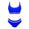 thumbnail image 3 of Hontri Bikinis Set Women's Two Swimsuit High Waisted Contrasting Colors Bikini Sets Double Shoulder Bathing Suits for 2024 Sky Blue L, 3 of 7