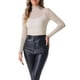 thumbnail image 1 of Blusa de fiesta ajustada de manga larga semi transparente brillante para mujer Allegra K M color beige claro, 1 of 6