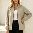 thumbnail image 2 of Zynoxe Women's Solid Color Windbreaker Jackets Lightweight Waterproof Rain Jackets for Women Classic Stand Collar Full Zip Outdoor Jacket Elastic Cuffs Long Sleeve Rain Coat with Zipper Pockets L, 2 of 9