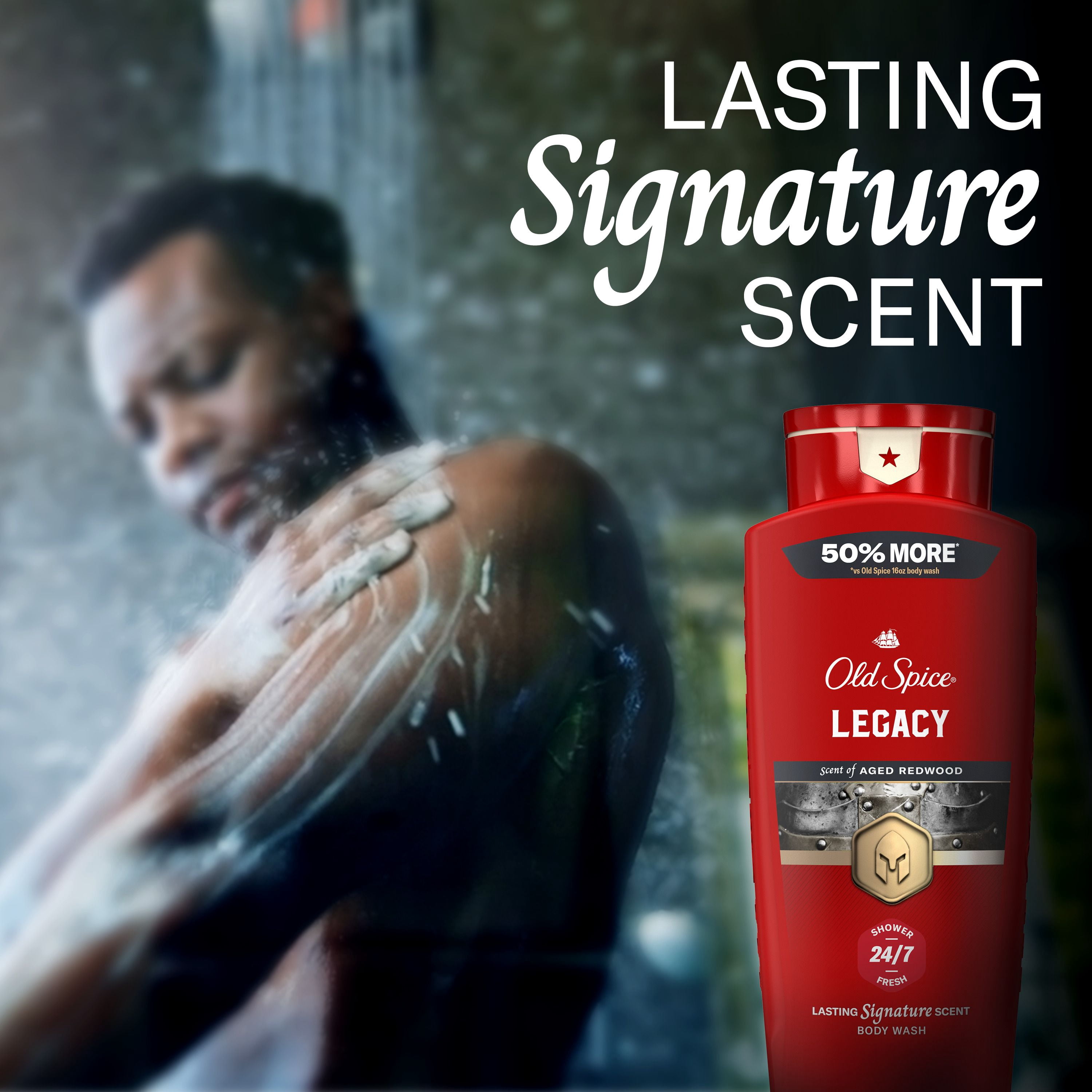 Old Spice Red Collection Body Wash for Men, Legacy Scent, Refreshing Clean, Moisturizing Formula, Long-Lasting Fragrance, 709ml
