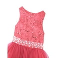 thumbnail image 7 of renvena Kids Girls Sequined Floral Lace Mesh with Rhinestone Belt Wedding Pageant Prom Dress 2-16 Coral 16, 7 of 7