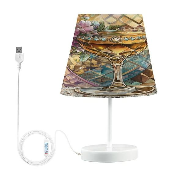 BZSMCE Table Lamp Creative Decorative Glass with Flowers Simple Pattern Night Light