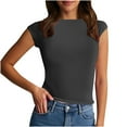 thumbnail image 2 of Tawop Womens Shirts Womens T Shirts Round Neck Solid Tank Backless Black L, 2 of 7