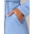 thumbnail image 5 of DARING DIVA Faux Suede Trench Coat Notched Lapel Double Breasted Jacket XS Sky Blue, 5 of 6