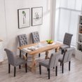 thumbnail image 5 of Homy Grigio Gray Fabric Mid Century Modern Upholstered Dining Chairs with Tufted Back and Black Solid Wood Legs sets of 6, 5 of 5