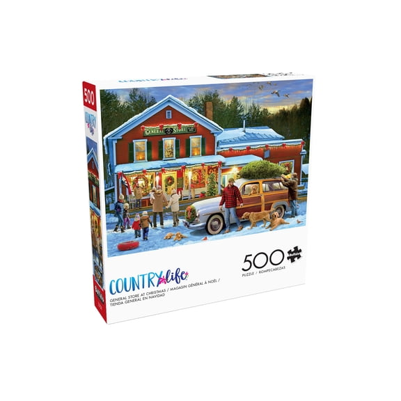 Buffalo Games 500-Piece General Store at Christmas Interlocking Jigsaw Puzzle for Adults Ages 14
