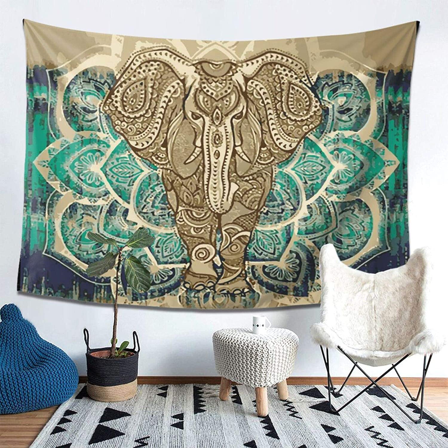 Elephant Wall Hanging Tapestry Poster Indian Cotton Home Decor Wall Tapestries 