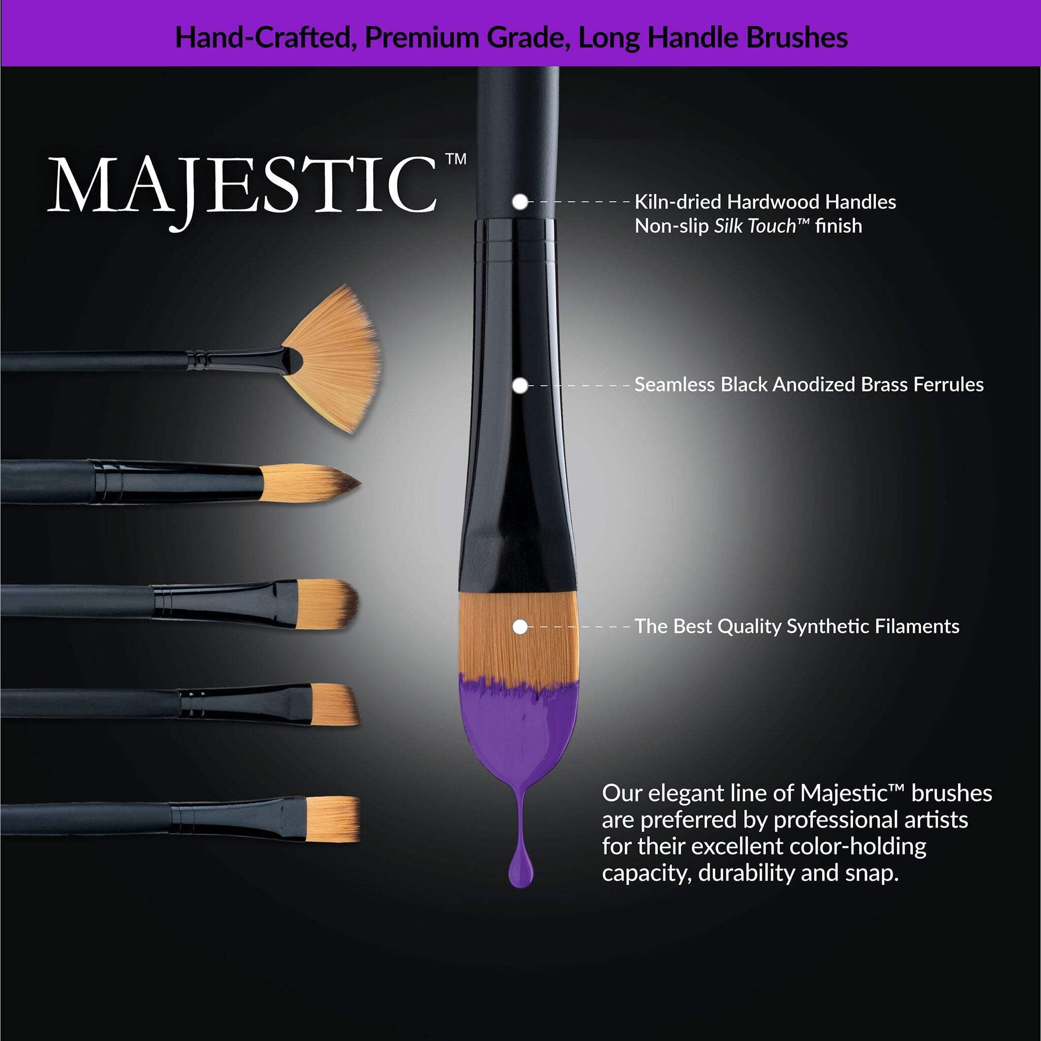 RMAJ-405 | Majestic™ 7pc Long Handle Acrylic & Oil Bright Brush Set
