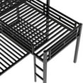 thumbnail image 6 of Twin Over Twin Over Twin Metal Triple Bed, L-Shaped Metal 3 Beds Frame with Ladder and Full-Length Guardrails, Twin Loft Bunk Bed for Boys Girls Bedroom, Black, 6 of 7