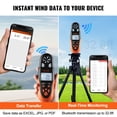 thumbnail image 3 of VEVOR Bluetooth Handheld Anemometer, 14℉-140℉, Digital Wind Speed Meter Gauge with LED Backlight Screen, Measures Wind Velocity Wind Temperature Air Flow Wind Chill, for Surfing Drone Flying HVAC, 3 of 9
