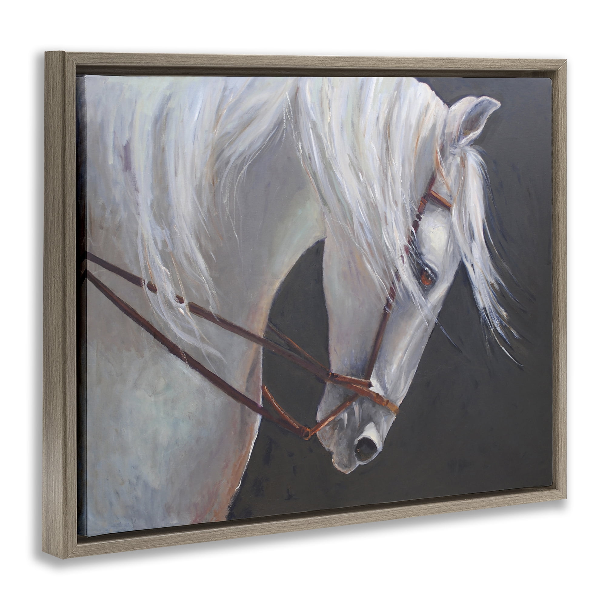 Stupell Industries Majestic White Mare Brown Framed Floater Canvas Wall Art, design by Jadei Graphics